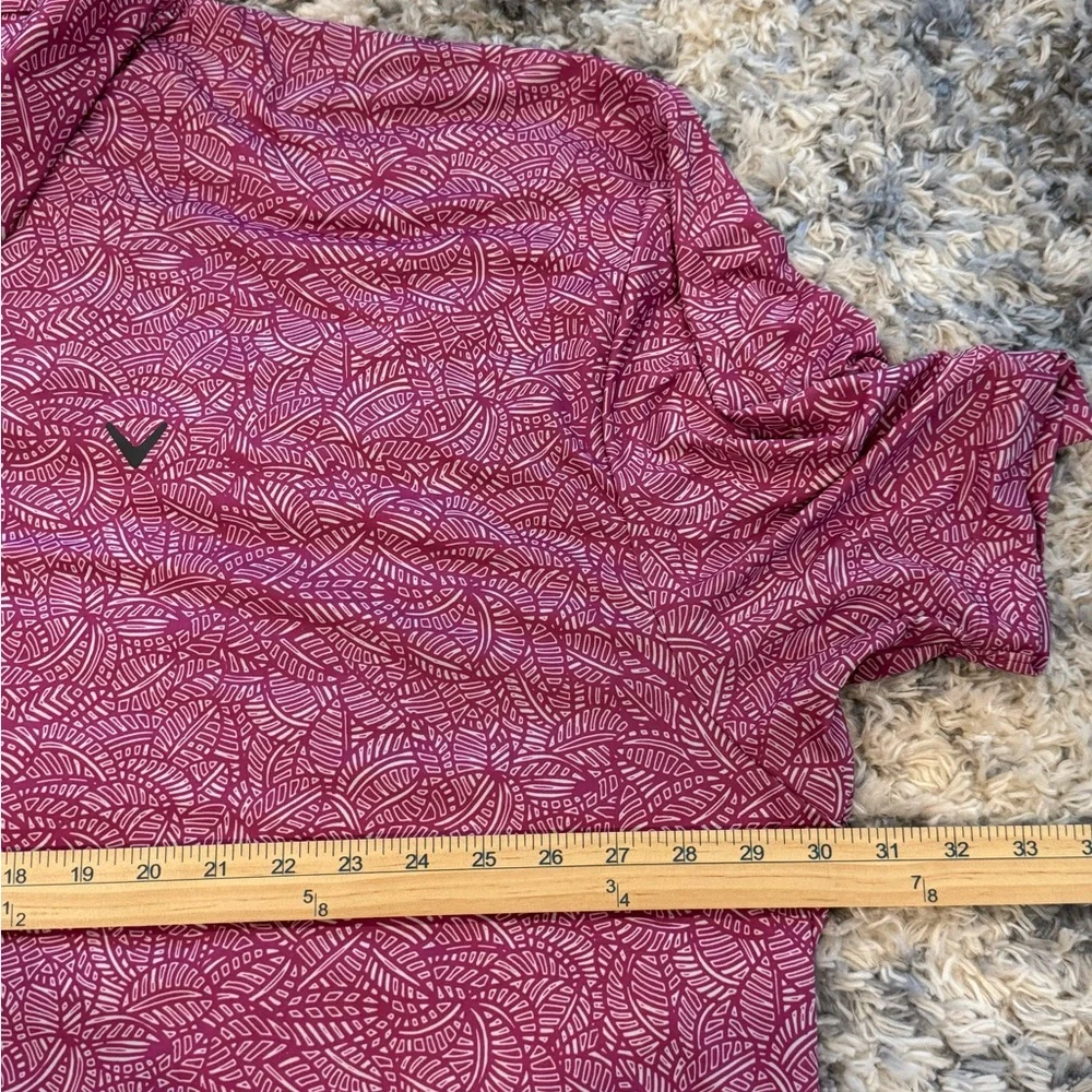 Callaway Golf Polo Shirt Mens 3XL PURPLE ORCHID TROPICAL Opti Dri Stretch Palm - Picture 3 of 9